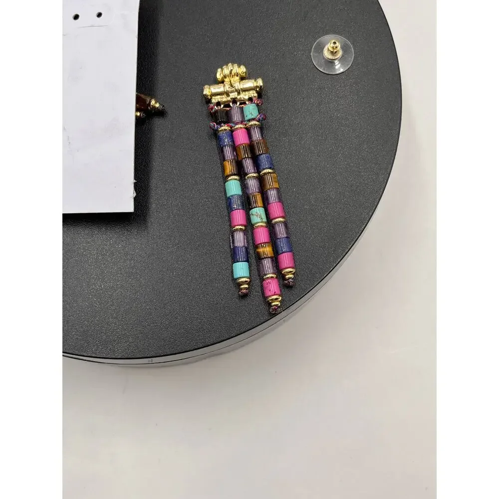 Kendra Scott‎ Bree Gold Teal Purple Orchid Stone Bead statement Earrings